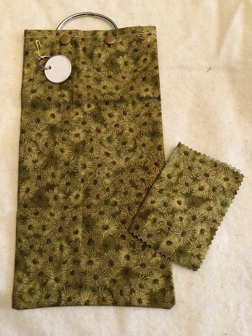 Embroidery Floss Keeper Bag-Green daisy